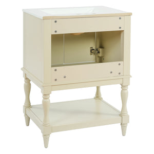 Modern Bathroom Vanity With Sink, Rectangular Cabinet With Open Shelf And Closed Storage
