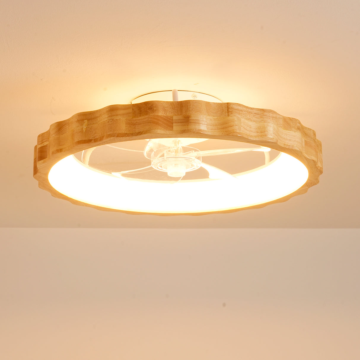20" Plum Blossom Flush Mount Ceiling Fan with Lights and Remote