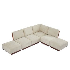Velora 116 in. 6-Piece L Shaped Boucle Modular Sectional Sofa