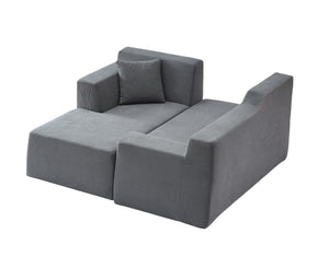 Modern Minimalist L-Shaped Corduroy High Back Sofa