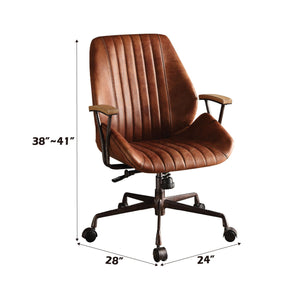 Brancaster - Aluminum Top Grain Leather Office Chair - Coffee - Best Buy Furniture