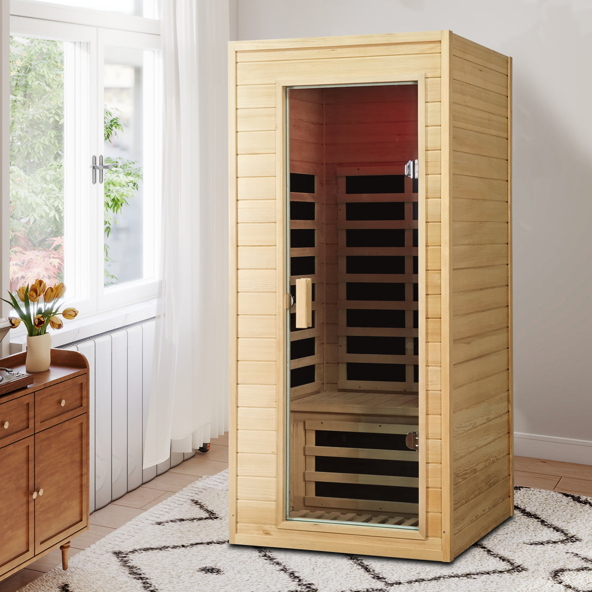 Hemlock Wood One-Person Indoor Sauna Room