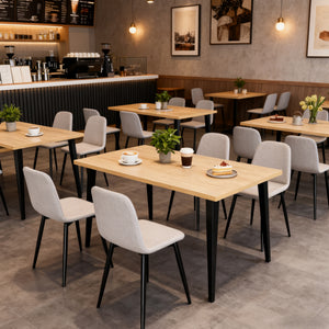 63-inch Modern Dining Table with Wooden Tabletop and Rust-Resistant Iron Legs