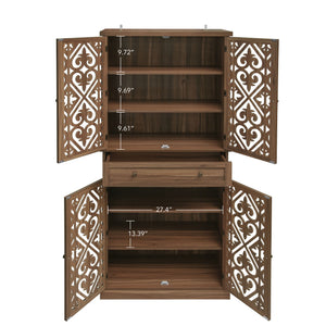 4 Door Cabinet With 1 Drawer, With 4 Adjustable Inner Shelves, Storage Cabinet