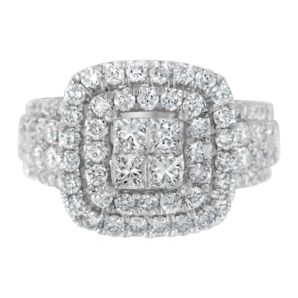14KT White Gold Round and Princess Diamond Ring (2 1/4 cttw, H-I Color, SI1-SI2 Clarity)