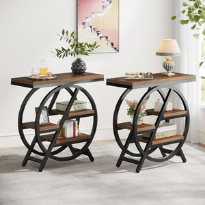 Modern Narrow End Table With 3 Tier Shelves