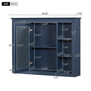 Wall Mounted Medicine Cabinet With Mirror, Storage Cabinet Featuring 6 Open Shelves And Adjustable Interior