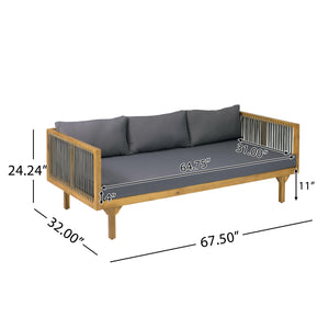 2-Piece Outdoor Patio Set: Sofa with Dark Grey Cushions