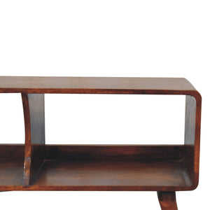 Solid Wood Curved Chestnut Media Unit