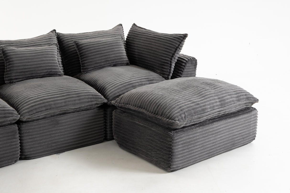 129.8" Width Cloud Couch Oversized Modular Sectional Sofa