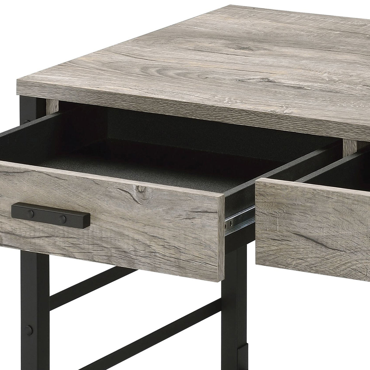 Light Weathered Writing Desk with Storage Drawers and USB Ports - Light Weathered Oak