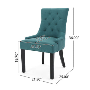 Dining Chair (Set of 2) With Upholstered Diamond Tufting And Espresso Birch Legs - Teal - Best Buy Furniture