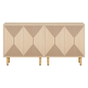 Sideboard Buffet Cabinet With Carved Doors - Yellow