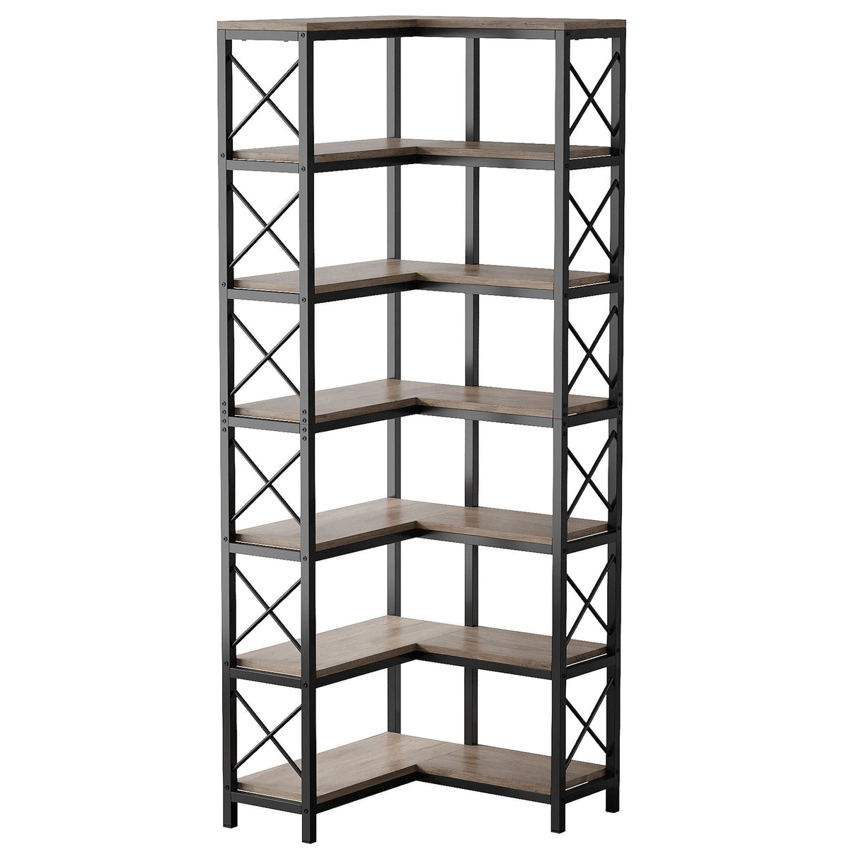7 Tier Corner Bookshelf Storage Unit for Living Room