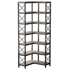 7 Tier Corner Bookshelf, Storage Unit For Living Room