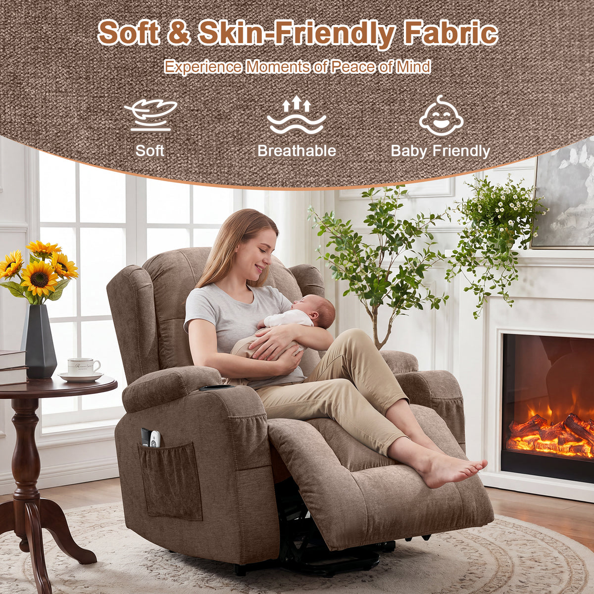 Power Lift Recliner Chair with Massage and Heat - Cotton