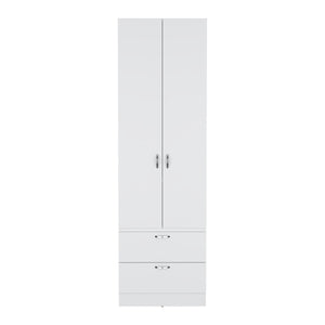 Armoire Wardrobe 76" H, Hanging Rod, 2 Drawers, 1 Shelf