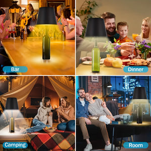 Wireless Bottle Lamp – Rechargeable 3-Color Dimmable Touch LED Light for Bars