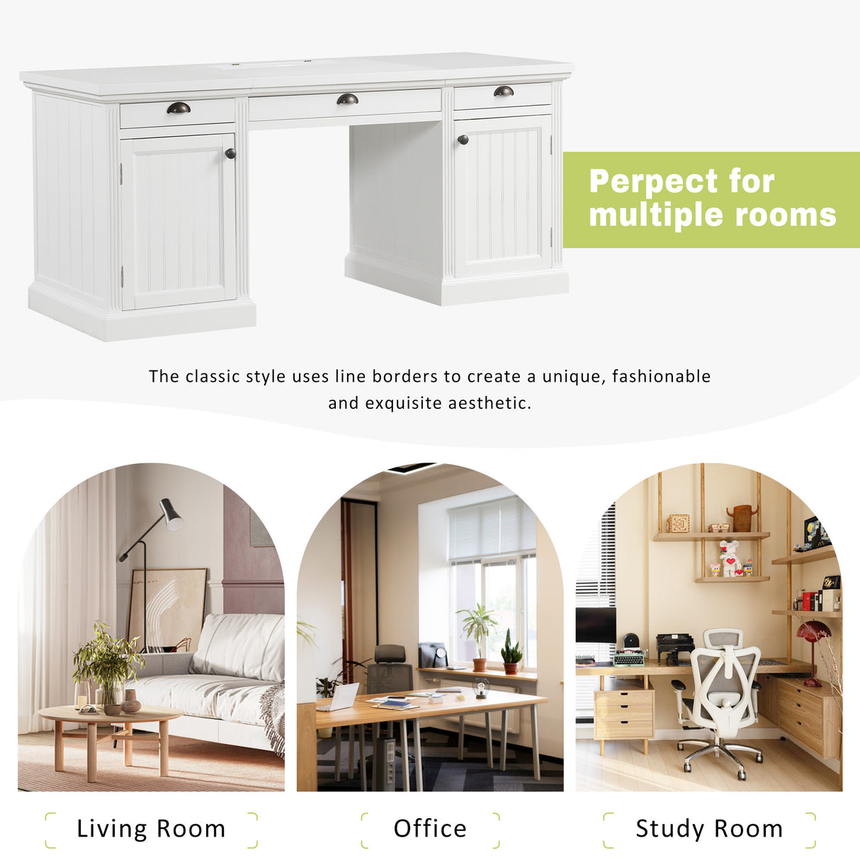 67" Modern Executive Desk with Storage