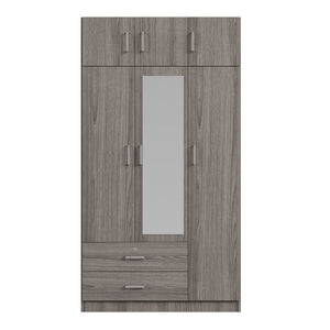 Modern 3 Door Mirror Wardrobe With 2 Drawers And Top Cabinet