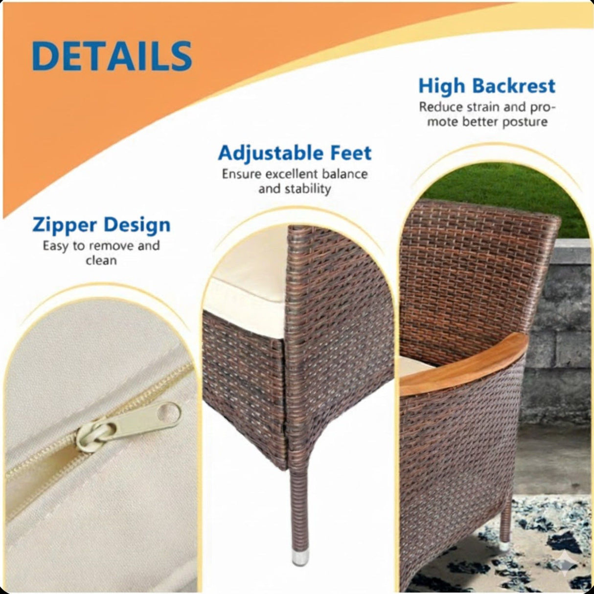 4 Piece All-Weather Patio Dining Chair Set