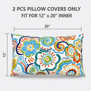 2 Pack Outdoor Lumbar Pillow Covers - Blue Medallion