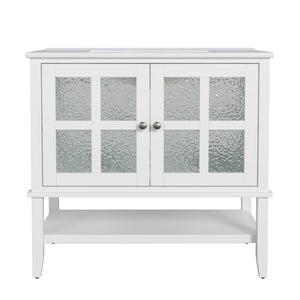 Bathroom Vanity With Ceramic Sink, Adjustable & Open Shelf