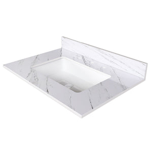 Bianco Carrara Venato Elegant Marble Vanity Top, Bathroom Vanity With Undermount Sink, Sintered Stone