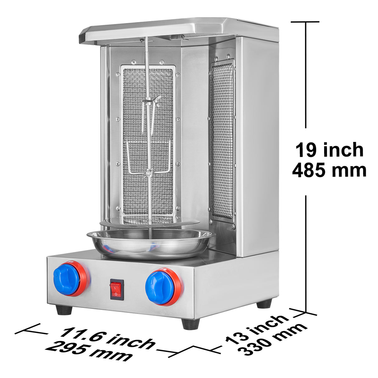 Shawarma Grill Machine, 13 lbs Capacity, 2 Burners Gas Vertical Broiler