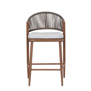 Outdoor 26" Counter Height Metal Frame Counter Stools With Scallop Shaped Backrest & Water Resistant Cushions