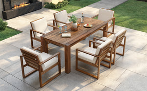 TREXM Patio Table and Chairs Set for 6 with Umbrella Hole