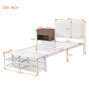 Platform Bed With 2 Tier Storage Shelves, Storage Cabinet
