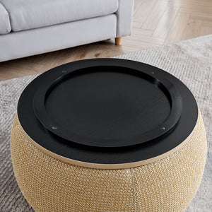 Round Storage Ottoman, 2 In 1 Function, End Table And Ottoman