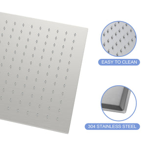Modern 10" Square Rainfall Shower Head & Stainless Steel Wall Or Ceiling Mount Luxury Spa Shower Panel