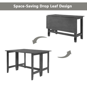 TOPMAX Farmhouse Wood Extendable Dining Table with Drop Leaf