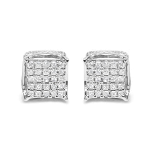 10K White Gold 1/2 Cttw Princess Cut Diamond Square Shaped Multi Stone Stud Earrings (H-I Color, SI1-SI2 Clarity)