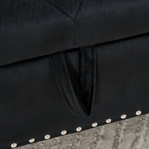 Storage Bench With Crystal Buttons And 1 Pillow For Bedroom