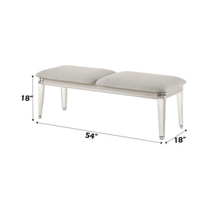 Laveda - Boucle Bench - Light Gray / White - Best Buy Furniture