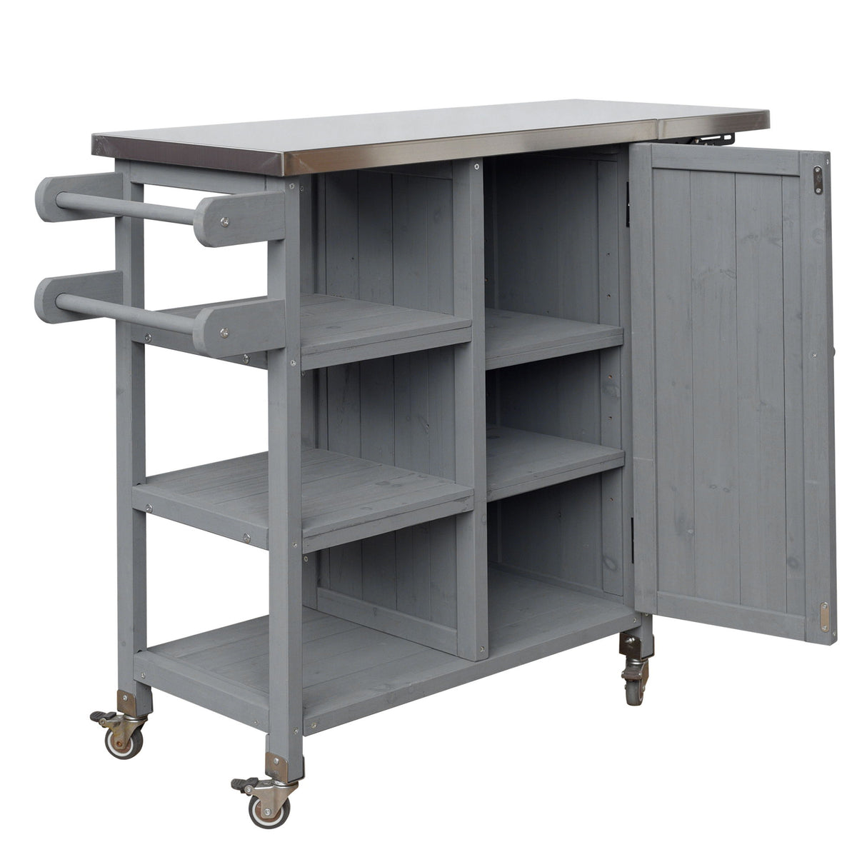 Foldable Outdoor Kitchen Island With Storage Cabinet