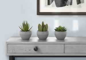 6" Tall, Artificial Plant, Succulent, Indoor, Faux, Fake, Table, Greenery, Potted, Decorative (Set of 3) - Green / Gray - Best Buy Furniture