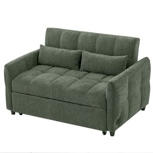 Loveseat Sofa Pull-Out Bed With Adjustable Backrest, 3 USB Ports And 2 Lumbar Pillows For Living Room
