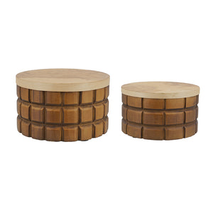 Set of 2 Textured Wood Box