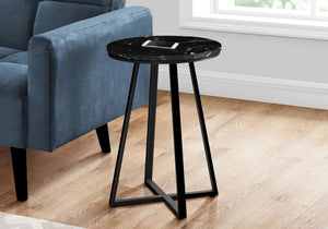 Accent Table, Side, Round Marble Look Contemporary & Modern - Black - Best Buy Furniture