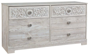 Paxberry - Six Drawer Dresser - Vinyl-Wrapped - Whitewash - Best Buy Furniture