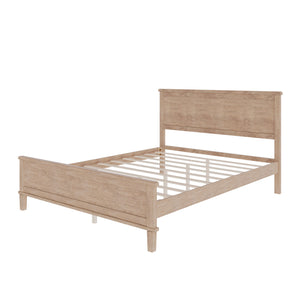Mid-Century Platform Bed With Headboard And Slat Support, No Box Spring Needed
