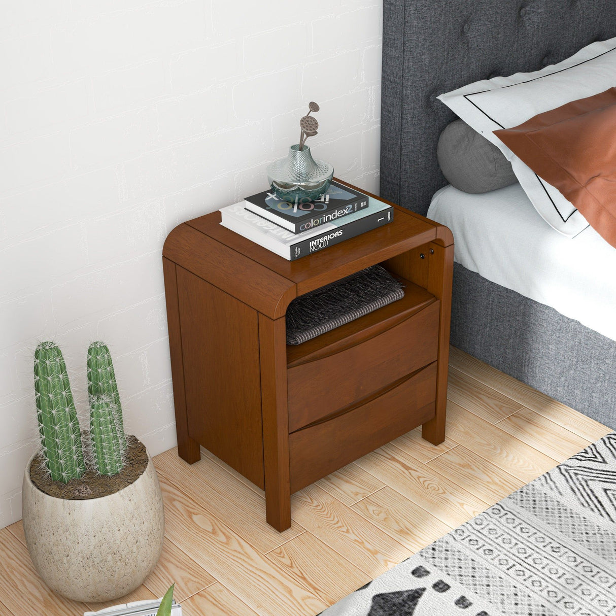Lionel - Nightstand 2 Drawer - Brown