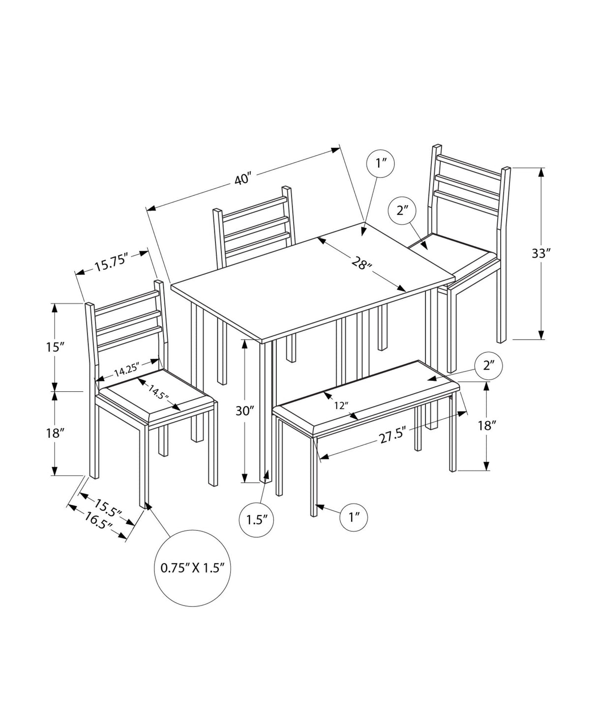 Dining Set, 5 Pieces Set, Rectangular, Small, Contemporary & Modern - Best Buy Furniture