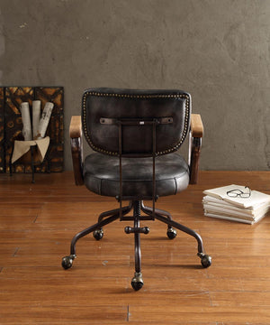 Hallie - Top Grain Leather Office Chair - Vintage Black - Best Buy Furniture