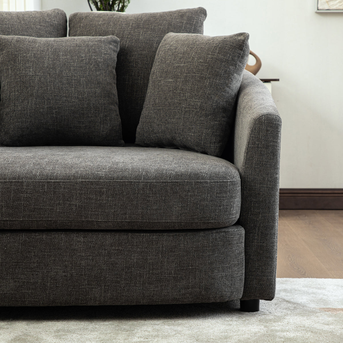 56.3'' Wide Upholstered Round Accent Cuddle Chaise with Pillows