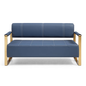 Modern Upholstery Accent Loveseat Sofa For Living Room 2 Seater With Metal Arms
